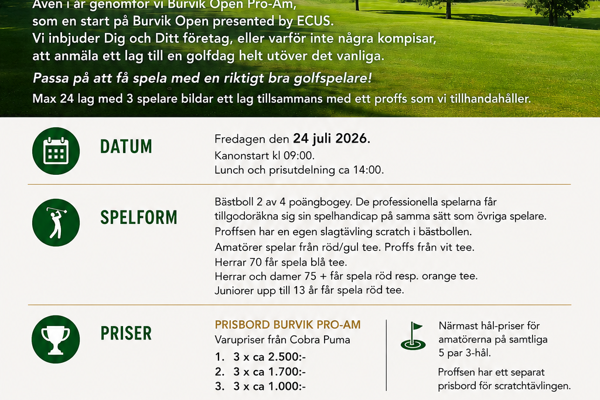 Inbjudan till ProAM 24 juli